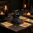 thumbnail image 3 of Gothic Mysterious Cape Black Cat Statue Cloaked Cat Figurine Dark Art Sculpture for Home Living Room Office Desktop Decor Unique Gift for Cat Lovers,Yellow, 3 of 5