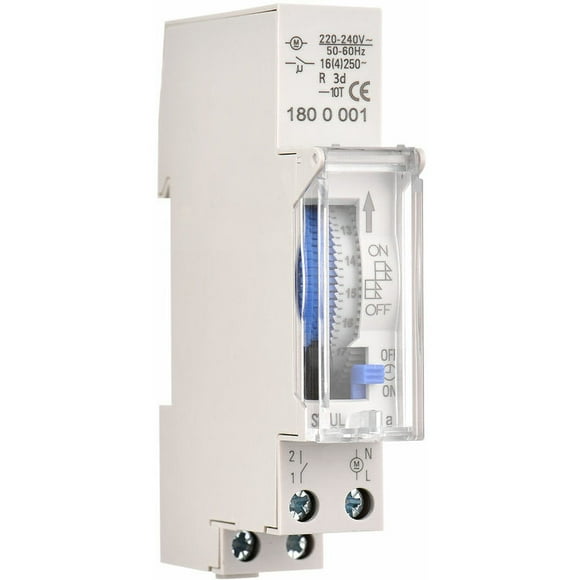 24 Hour Mechanical Timer 15 Minute Minimum Timer Rail Mount Built-in Battery, SUL180a AC220-240V Grey - SUL180a AC220-240V Grey