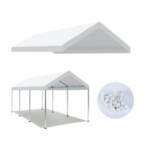 10x20 Ft Carport Cover Replacement - Heavy Duty Waterproof Canopy Top - UV & Tear Resistant - White (Cover Only)