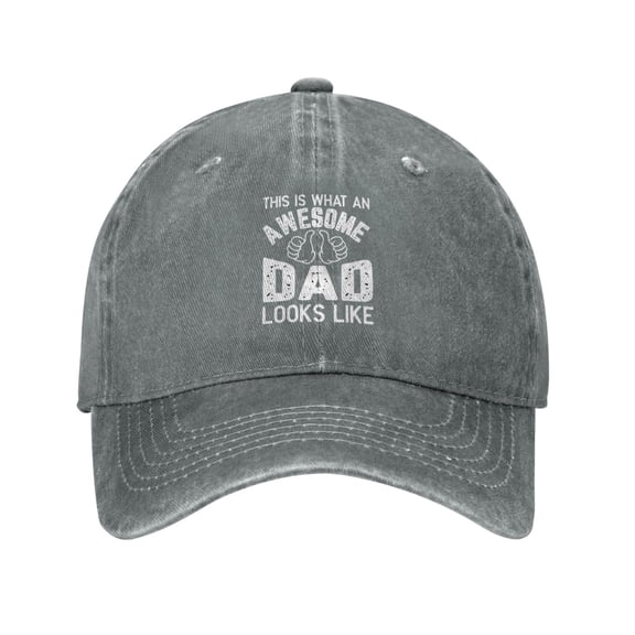 This Is What An Awesome Dad Looks Like Baseball Cap Vintage Soft Washed Denim,Golf Dad Hat Adjustable Trucker Hats for Men Women Unisex Adult,Gray