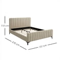 thumbnail image 2 of Ilios Innova | Base de Cama Matrimonial con Cabecera Acanalada Tapizada en Poliéster Beige, Estructura de Madera Robusta con Somier de Tablillas y Diseño Moderno Minimalista para Dormitorio Principal, 2 of 9