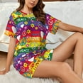 thumbnail image 6 of Womens Pajama Sets With Pocket, Rainbow peace sign cute Lounge Sets Short Sleeve Sleepwear PJ Sets for Women, 6 of 6