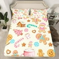 thumbnail image 2 of Castle Fairy Kids Gingerbread Man 3pcs Twin Sheet Sets,Merry Christmas Twin Fitted Sheet,Candy Cane Breathable Flat Sheet,Ultra Soft Home Decor, 2 of 7