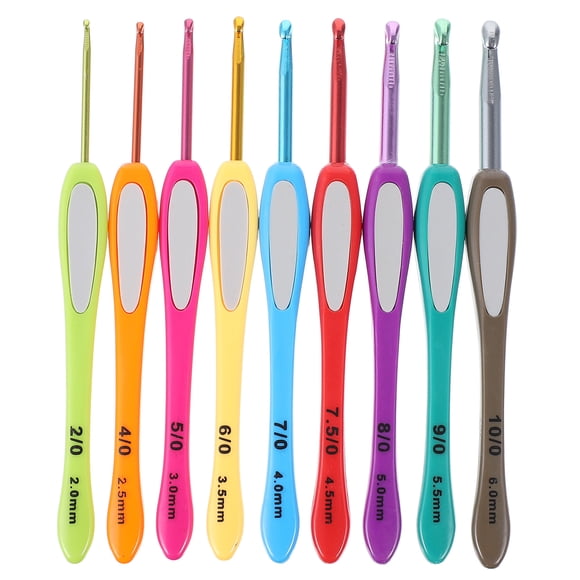 KAKOWELY Crochet Hooks Set 9pcs Practical Weaving Tools Set Plastic Handle Crochet Hooks Kit for Home Use5.39"X0.47"X0.39"