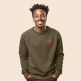 thumbnail image 3 of Dalix Strawberry Embroidered Fleece Crewneck Long Sleeve Sweatshirt Mens in Heather Olive XL X-Large, 3 of 5