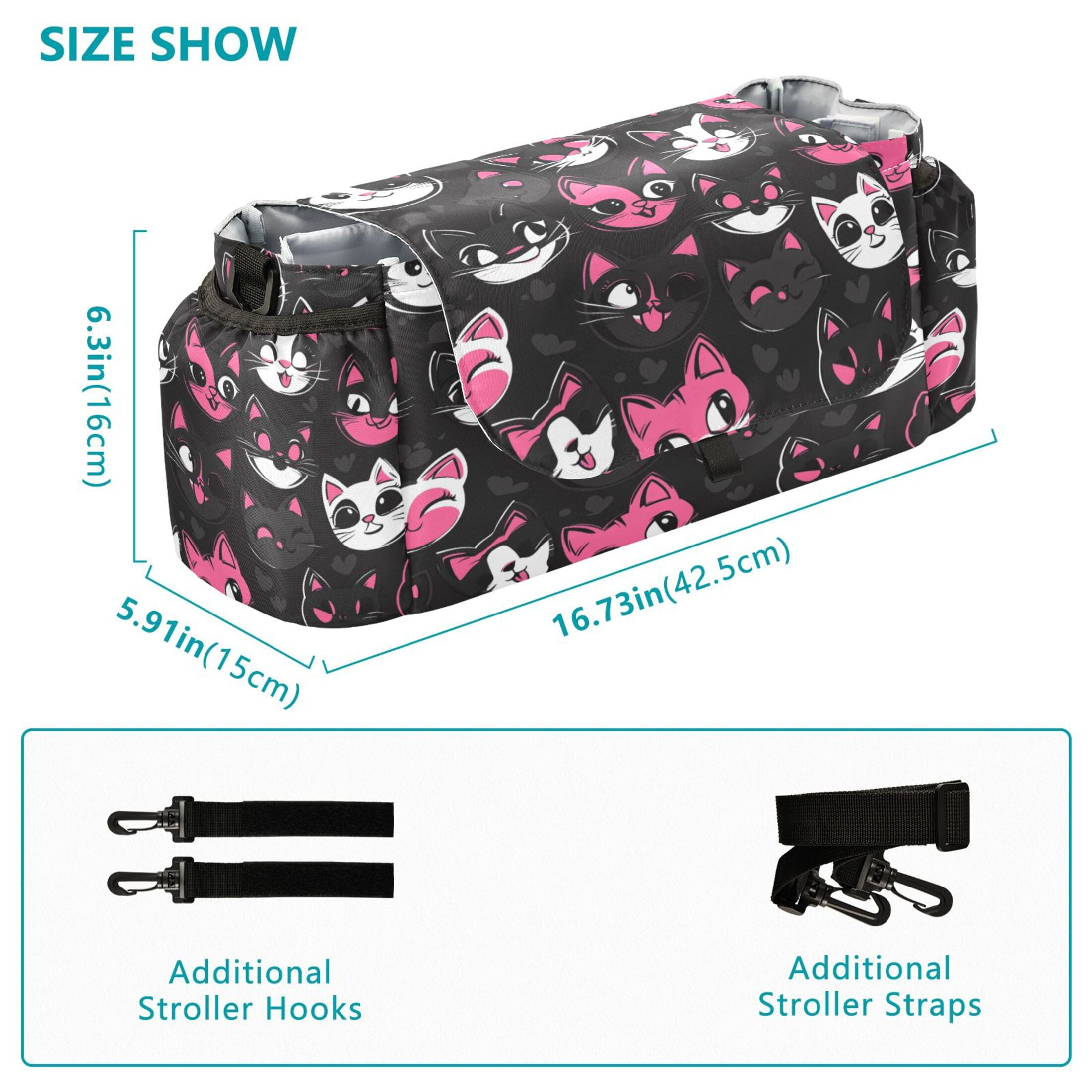 DIXRUYEE Stroller Organizer Playful Cat Pattern Printed
