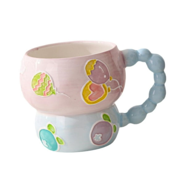 Taza de café de cerámica creativa con dibujos animados para cereales, para chocolate caliente con leche y frutas Arándano