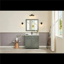 Legion Furniture WS2515-36-PG 36 in. Pewter Green Finish Solid Wood Sink Vanity, 1 ft. Artificial Stone Top