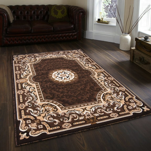 Allstar Chocolate Woven High Quality High Density Double Shot Drop-Stitch Carving (5' 2" x 7' 2")