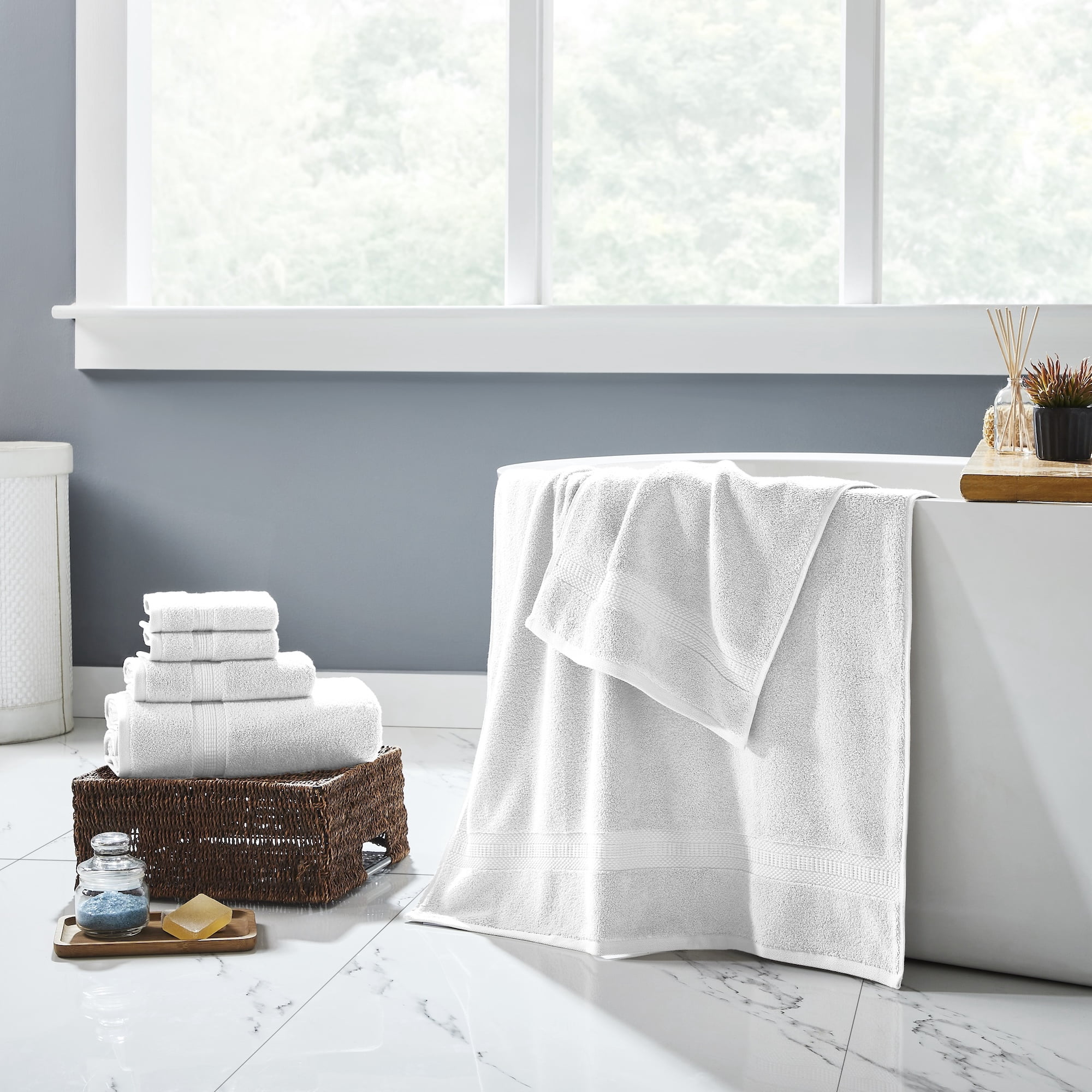 Modern Threads Bamboo Cotton Blend 6-Piece Bath Towel Set, White