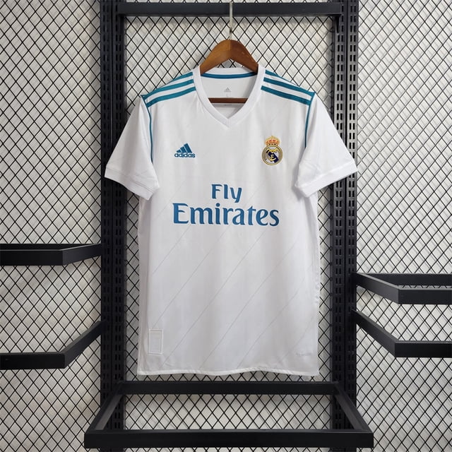 17/18 Real Madrid Local/Camiseta De Fútbol Visitante Blanco/Negro