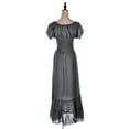 thumbnail image 3 of Robe Maxi à Manches Cap, Bordure en Dentelle, Style Bohème Renaissance Paysanne pour Femme, Gris, Grand, 3 of 5