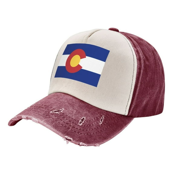 Colorado Baseball Cap Distressed Adjustable Vintage Cotton Denim Hat for Women Men