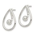 thumbnail image 3 of Diamond2Deal 925 Sterling Silver Teardrop with Drop and Dangle Ball Threader Post Earrings for Women (L- 0.83 inch, W- 0.56 inch), 3 of 6