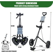 XDriveMax Golf Push Carts Lightweight 2-Wheel Pull Carts 1-Step Folding