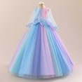 thumbnail image 5 of TAIAOJING Toddler Girls Gradient Rainbow Tutu Princess Dress With Bow Detail Long Sleeve Party Gown For Birthday & Dance Recital Cozy 5-6Y, 5 of 7