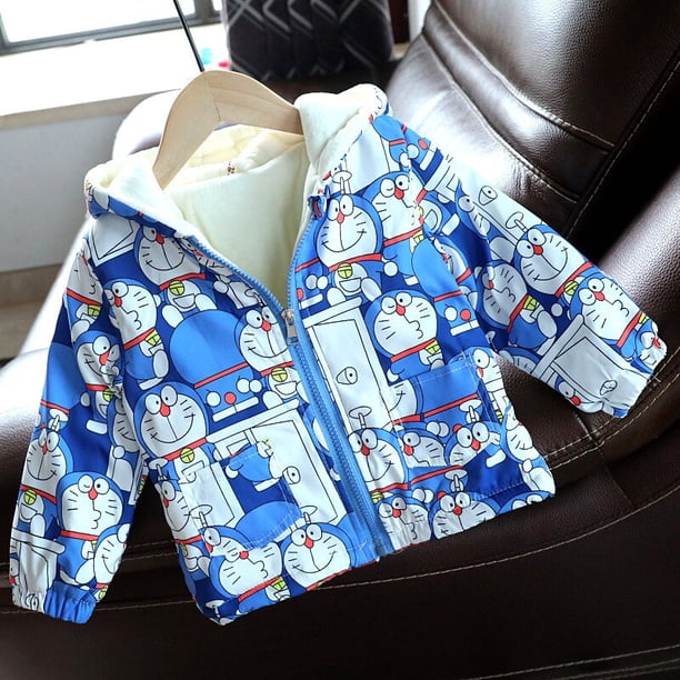 Chaqueta de invierno para bebé Doraemon, abrigo acolchado de algodón para bebé, ropa para niños y niñas, prendas de vestir de lana gruesa para niños y niñas0190 Deng Xun unisex