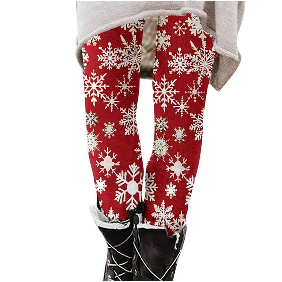 Buigttklop Christmas Leggings for Women 2024 Winter Print Fleece Trendy Aesthetic Pants Athletic Comfy High Waisted Trousers