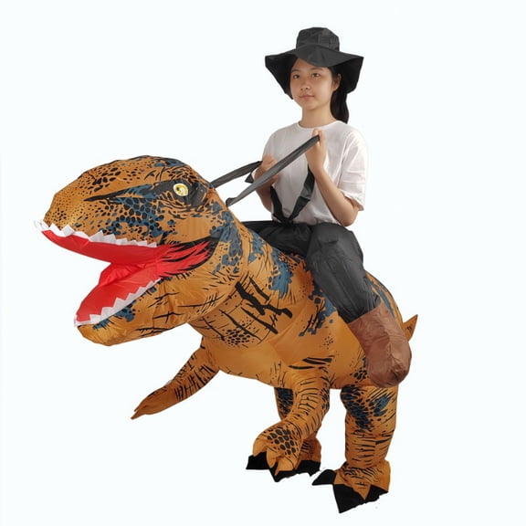 Dinosaur Theme Party Tyrannosaurus Rex Inflatable Costume Riding On Dinosaur Costume Halloween Dress Up Fun Party Cosplay,Height 59"–74.8",T-Rex