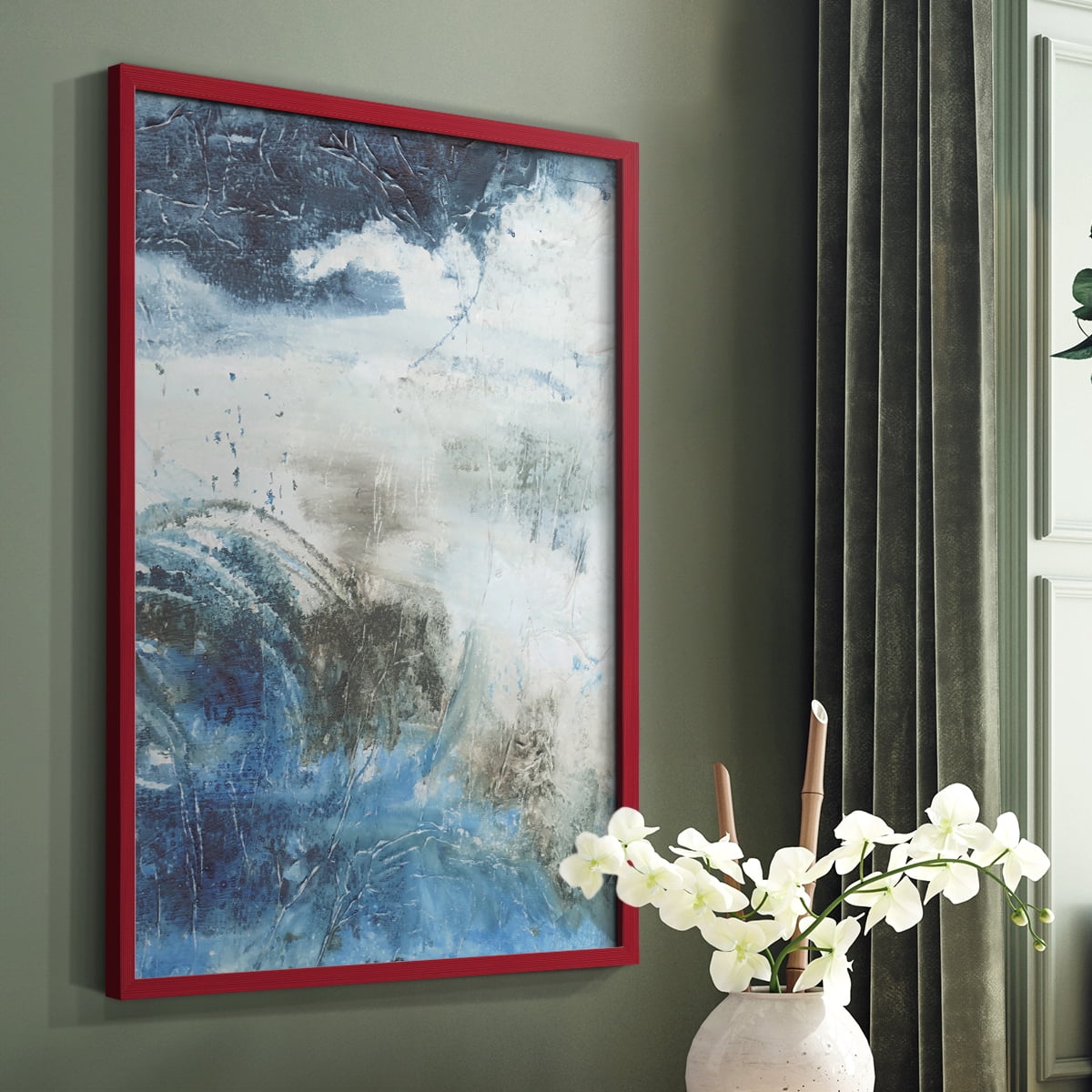 Coastal Seas I Framed Print in Red Solid Wood Framed Print No Nail Hanging