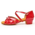 thumbnail image 7 of Sopiago Girls Ballroom Shoes Latin Dance Shoe Satin Salsa Low Heel Practice Dance Shoes Red,2.5 (Little Kid/Big Kid), 7 of 7