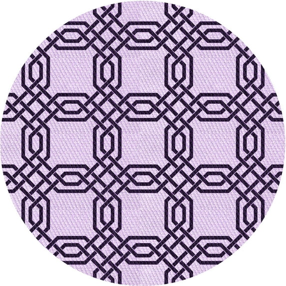 Ahgly Company Indoor Round Patterned Rebecca Purple Area Rugs, 8' Round