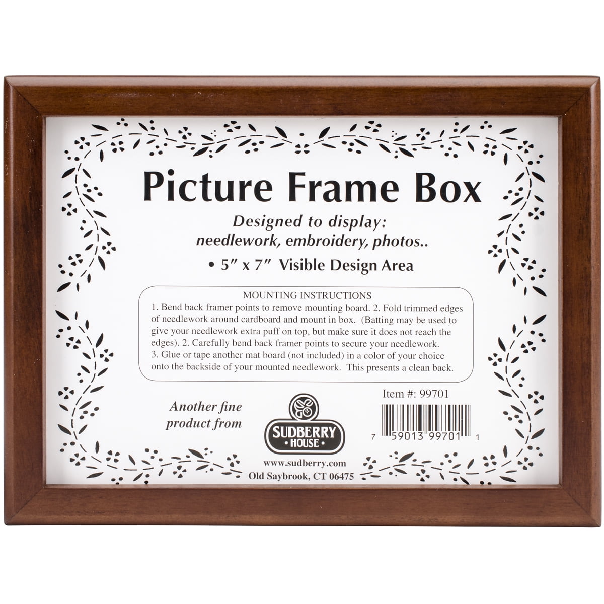Mahogany Picture Frame Box 8.25"X6.25"X2.75"Design Area 5"X7
