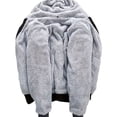 thumbnail image 5 of Men's Thick Fleece Lined Hooded Jacket Full Zip Winter Insulated Wool Warm Sweatshirt Coat for Outdoor Snow Conditions, 5 of 7