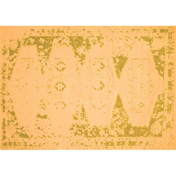 Ahgly Company Indoor Rectangle Abstract Orange Contemporary Area Rugs, 2' x 3'