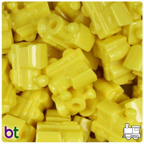 BeadTin Yellow Opaque 22mm Train Pony Beads (24pcs)