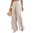 thumbnail image 3 of Women Asymmetrical Dressy Pant High Waisted Plain Loose Fit Wide Leg Pants Business Casual Work Trousers Suit Trousers Solid Color Loose Womens Pants 2026 Beige L, 3 of 5