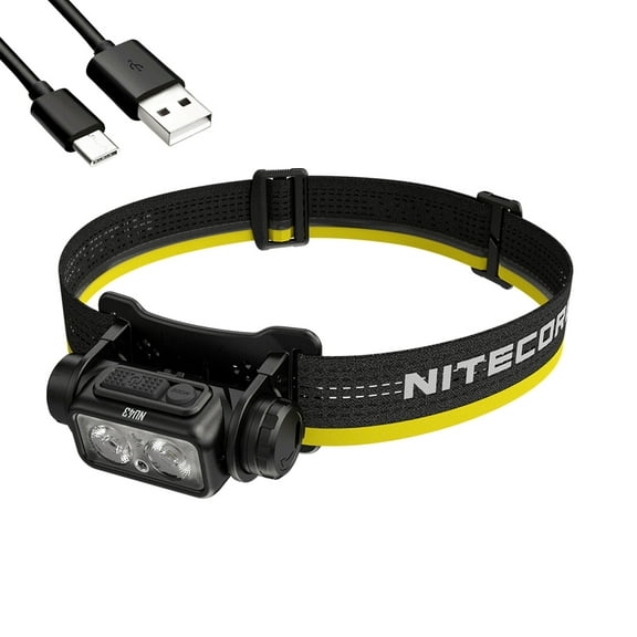 Nitecore NU43 LED Lightweight USB-C Rechargeable Headlamp, 3400mAh Battery, White/Red, 1400 Lumens, Black