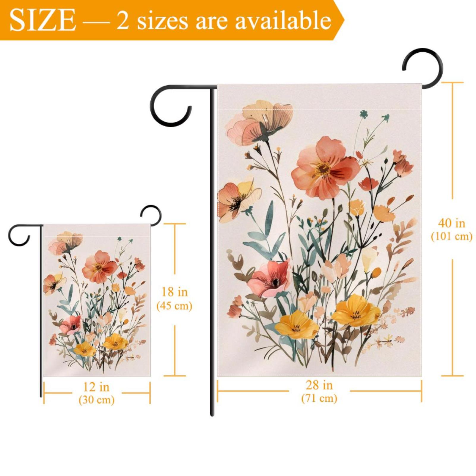 Cute Flowers Double Sided Garden Flag Decorative Weather Resistant Yard Flag, Large DIY Vertical Flag for Farmhouse Patio Lawn, 28x40 Inch