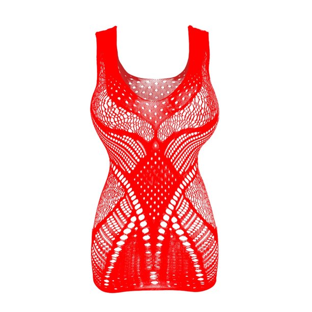 Lencería sexy para mujer Mallas Malla sin costuras Chemise Hollow Out Perspectiva Babydoll Vestido Ropa de dormir Camisón Fridja nalpqowj40846