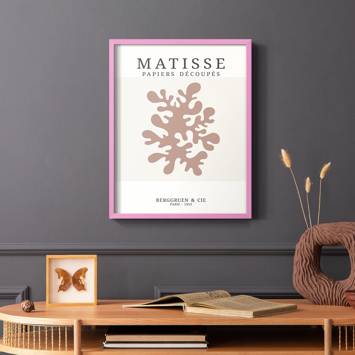 Matisse CDXXX in Pink Solid Wood Framed Print No Nail Hanging