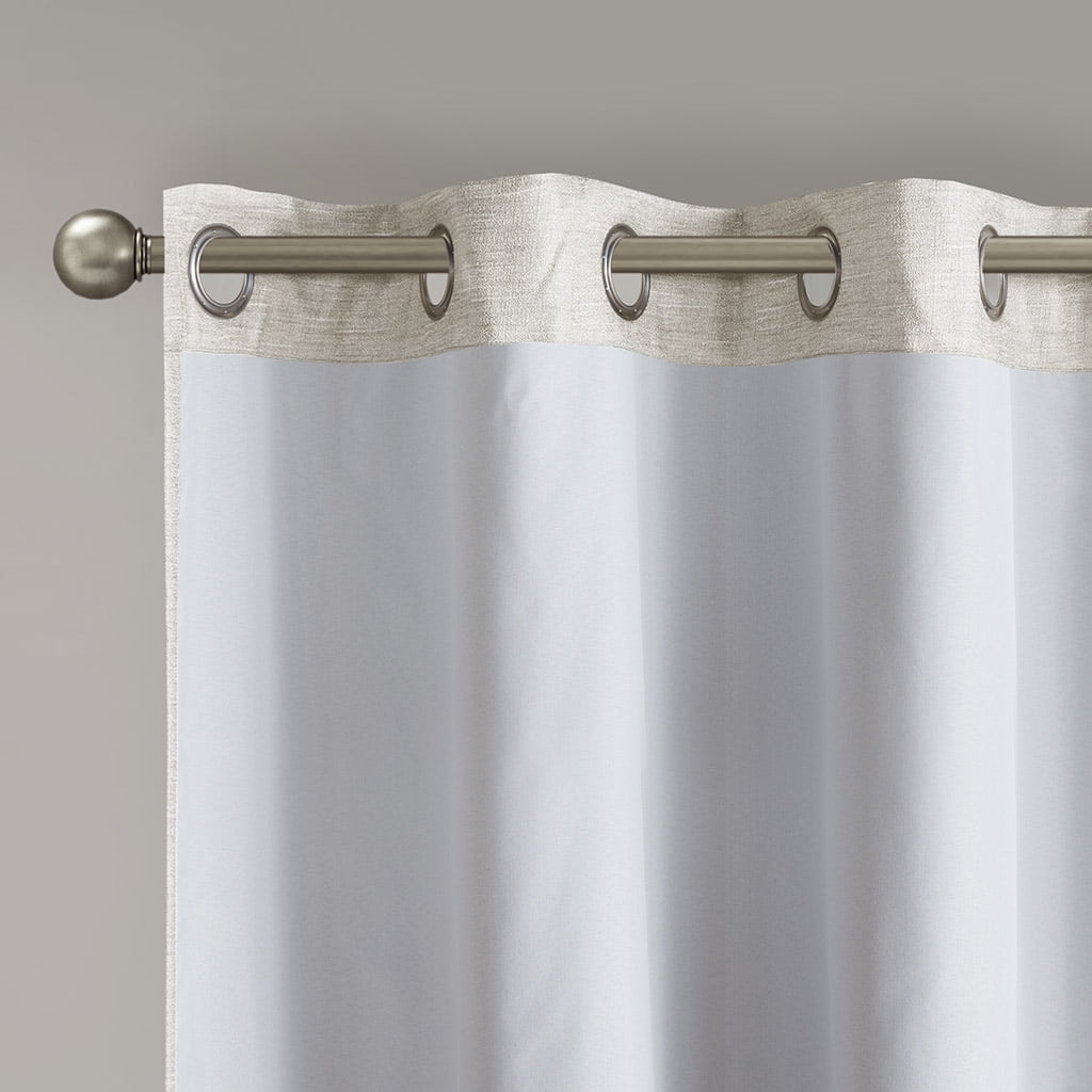 MAYEERTY 2 Pcs Tonal Printed Faux Silk Total Blackout Curtain Pair