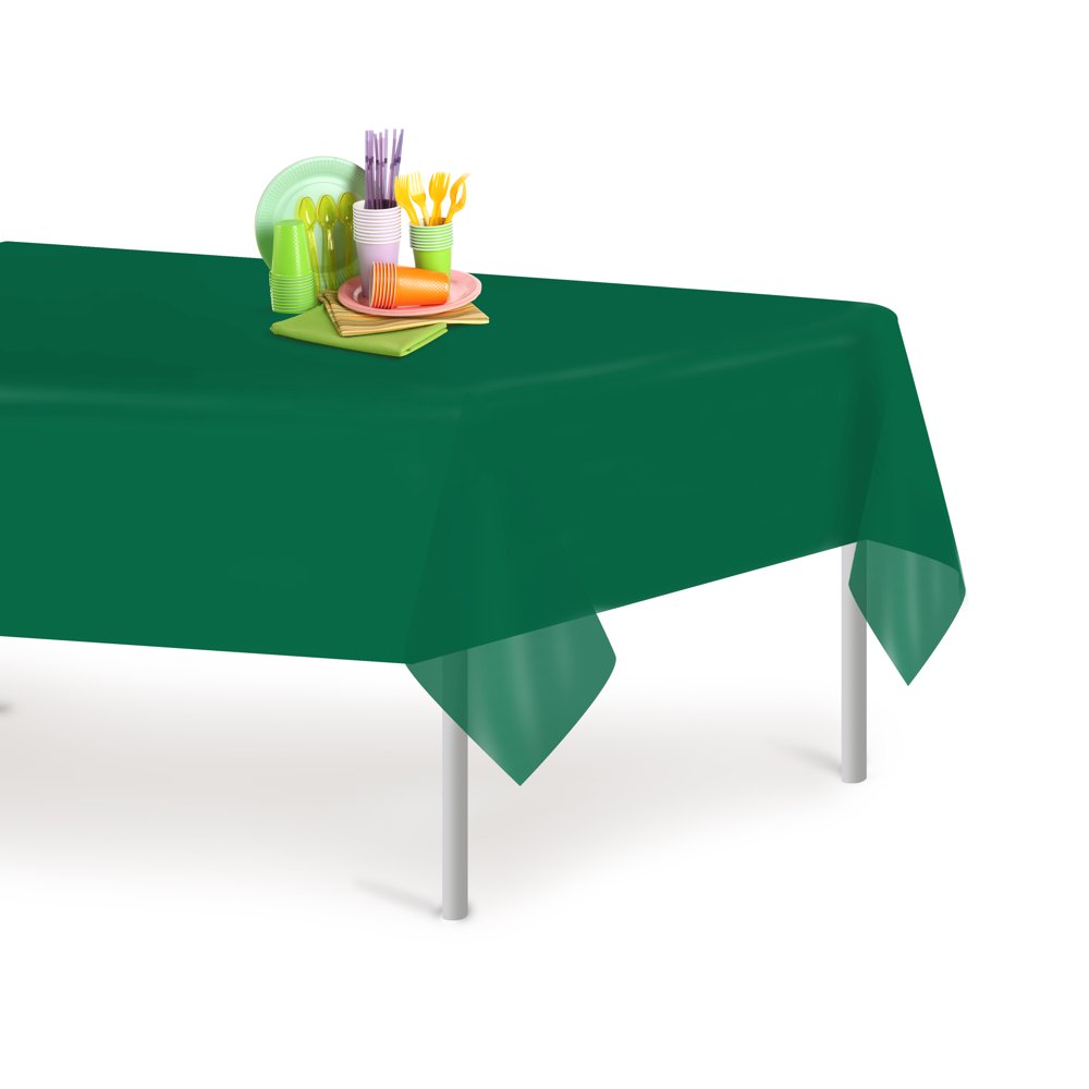Dark Green 12 Pack Premium Disposable Plastic Tablecloth 54 Inch. x 108 Inch. Rectangle Table
