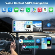 DREAMfair 10 Portable Wireless Car Stereo with Apple CarPlay/Android Auto, 360° Rotating Front Camera (Adjustable Viewing Angle), Mirror Link & Bluetooth 5.2 – FM/AUX, GPS Navigation & Dash