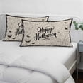 thumbnail image 3 of Happy Halloween Pillow Covers, Linen Long Throw Pillow Case, Beige Retro Farmhouse Horror Bats Cobweb Holiday Pillow Protector Decorative Cushion Cover for Living Room/Bedroom 20" x 30", 3 of 8