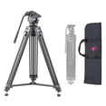 thumbnail image 1 of 3Pod V3AH 3-Section Aluminum Video Tripod for Camera, Professional Camera Tripod with 2-Way Fluid Head, Mid-Level Spreader, Quick Release Plate, Max Load 8.8 Lbs., 61"" Max Height Heavy Duty Tripod, 1 of 5