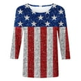 thumbnail image 3 of Fanxing American Flag Shirt for Women 4th of July T-Shirt USA Flag Patriotic Tee Tops 3/4 Sleeve American Flag Graphic Tee Shirt Blue,Dark Blue,Red,Wine,S,M,L,XL,XXL, 3 of 4