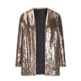 thumbnail image 4 of 3/4 Sleeve Sequin Blazers for Women Business Casual Sparkly Jacket Glitter Notched Collar Open Front Work Outfits, 4 of 7