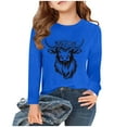 thumbnail image 2 of Fashion YLSDY Girls Spring Sweatshirts 2025 Crewneck Trendy Shirts Kids Long Sleeve Dressy Casual Pullover Fashion Going Out Tops Blue 7-8 Years, 2 of 4