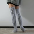 thumbnail image 3 of MZXELPRJD No Show Socks Womens High Stockings for Cable Knit Extra Long Boot Socks Over Knee Thigh Stocking Leg Warmers, Soccer Socks Grey, 3 of 4