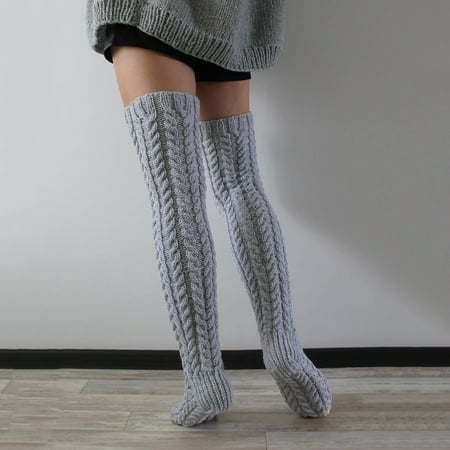 

Qazqa High Stockings For Womens Cable Knit Extra Long Boot Socks Over Knee Thigh Stocking Leg Warmers