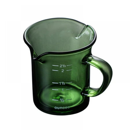 

Linen Purity Colored Heat-resisting Glass Espresso Measuring Cup Double Mouth Glass Milk Jug With Handle Glass Scale Measure Mugs