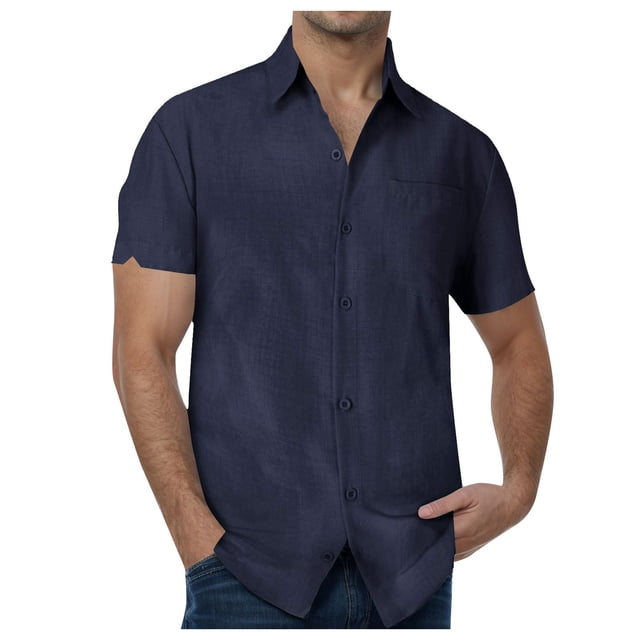 Ramiter Chemises Hommes Chemises Manches Courtes Coupe Régulière Mode Chemise Bleu Foncé,m