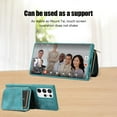 thumbnail image 4 of Dteck Zipper Wallet Case for Samsung Galaxy S23 Ultra,Shockproof Leather 5 Card Slots Holder Wrist Crossbody Strap Handbag Protective Kickstand Cover for Galaxy S23 Ultra,Green, 4 of 7