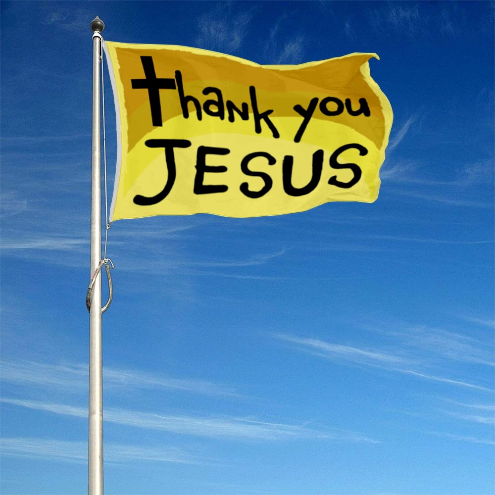 Dutern Double Sided Thank You Jesus Flag Banner 3 Ply with Brass Grommets 3x5 Feet