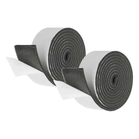 Weather Stripping Door Seal, 2 Rolls 2" x 3/16" Adhesive Foam Tape Seal Soundproof Insulation Strips for Door Frame Window Gaps (13 Feet Total, 6.5 Feet/Roll)